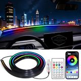 Universal Araç İçi App Ve Kumanda Kontrollü Ön Cam Fitil Ambiyans Rgb Atmosfer Cam Önü Ambiyans Led Neon Lamba Ses Yalıtım Fitili Usb Girişli Montajsız