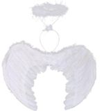 Universal Beyaz Renkli Tüylü Bebek Melek Kanadı ve Tacı 30x45 cm
