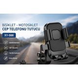 Universal Bisiklet Motosiklet Telefon Tutucu Gidon Bağlantılı 360° Dönebilen Tek Dokunuş Kilit Sistemli Güçlü Kavrama Titreşime Dayanıklı 4.5-7 Inç Akıllı Telefon Uyumlu Siyah