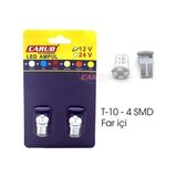 Universal Carub Ampul 12V T-10 4led Smd Fiber Fariçi Kırmızı