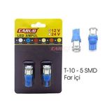 Universal Carub Ampul 12V T-10 5led Smd Fariçi Mavi