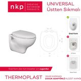Universal Çocuk Adaptörlü Yavaş Kapanır Klozet Kapağı -0340 - Beyaz