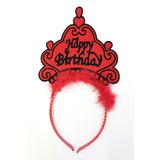 Universal Happy Birthday Neon Kırmızı Renk 24x15 cm Doğum Günü Tacı