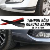 Üniversal Her Araca Uyumlu Esnek Tampon Köşesi Koruma Bandı Tampon Köşe Koruyucu Şerit Yumuşak Bant 2 Parça Siyah 28 Cm 00 Şüscaroto Aksesuar