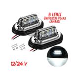 Üniversal Plaka Lambası 6 Led Güçlü Işık Su Geçirmez Krom Araç Plaka Işığı Ultra Parlak Oto Aydınlatma 12/24v 2 Adet 00 Şüscaroto Aksesuar