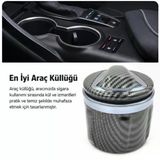 Üniversal Porselen Yanmaz Koku Geçirmez Mavi Işıklı Lüx Oto Küllük Dumansız Kapaklı Silver Renk
