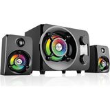 Universal Rampage Rms-G8 2+1 25W Bluetooth+Usb-Sd-Fm Rainbow Siyah LED Işıklı Gaming Speaker Ses Sistemi