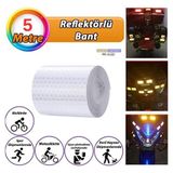 Universal Reflektörlü Reflektif Fosforlu Şerit Bant Petekli Reflekte İkaz Bandı 5 cm x 5 Metre Beyaz