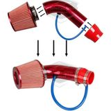 Universal Ses & Performans Arttırıcı Açık Hava Filtre Kiti Set Alüminyum Alaşımlı Krom Bigtube +6 Hp 65-75 mm Kırmızı