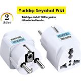 Universal Seyahat Adaptörü Yurtdışı Prizi Seyahat Prizi Priz Çevirici Priz Dönüştürücü (2 Adet) - Beyaz