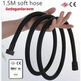 Üniversal Siyah Duş Banyo Spirali Hortumu 150 Cm