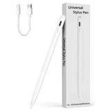 Universal Stylus Pen Şarjlı Dokunmatik Kalem Usb-C Ios Android Windows Tablet Telefon Uyumlu - Beyaz