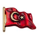 Universal Türk Bayrağı Mineli Yaka Rozeti (İğneli)