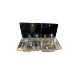 Universal üniversal ikili çift cam kapaklı kombinasyon ocak evyeli 78x36 Yatek Karavan Tekne