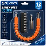 Universal Vera 12 Parça Esnek Bits Uç Seti Dar Alan Vidalama Aparatı Güçlü Tutuş ve Esnek Yapı