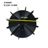 Universal Volt Elektrik Motoru Pervanesi 80 Tip Mon. 14*147Mm 9 Kanatlı (Siyah)