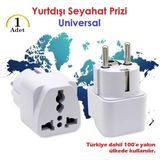 Universal Yurtdışı Seyahat Prizi Seyahat Adaptörü Priz Çevirici Priz Dönüştürücü (1 Adet) - Beyaz