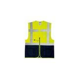 Uniwest UW-211 Reflektörlü Cepli Mühendis Ikaz Yeleği Sarı-Lacivert - Sarı - Lacivert - 2XL