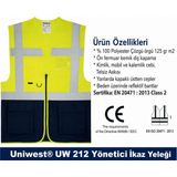 Uniwest UW-211 Reflektörlü Cepli Mühendis Ikaz Yeleği Sarı-Lacivert - Sarı - Lacivert - 3XL