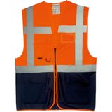 Uniwest Uw 212 Reflektörlü Yönetici Ikaz Yeleği (Turuncu/lacivert) - Renkli - XL