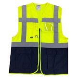 Uniwest UW-216 Sol Göğüs Baskı Sarı Lacivert Cepli Mühendis Yönetici Yeleği