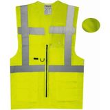Uniwest UW-220 Reflektörlü Cepli Mühendis Ikaz Yeleği Fosfor Sarı - XL