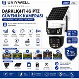 Uniywell 2 Kameralı 1 Sabit 1 Ptz Aov 4mp Solar Kamera Yıllık 180GB Sim Kart ve 32GB Sd Kart Dahil Tak Çalıştır Sistem Geceleri Gündüz Gibi Yapan Kamera