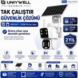 Uniywell 2 Kameralı 1 Sabit 1 Ptz Esim Aov 4mp Solar Kamera Yıllık 180GB Sim Kart ve 32GB Sd Kart Dahil