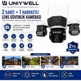 Uniywell 3 Kameralı 2 Sabit 1 Ptz Aov 6mp Solar Kamera Yıllık 180GB Sim Kart ve 32GB Sd Kart Dahil