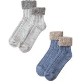 Unlimited Legwear 2li Gri/mavi Kalın Kışlık Bileği Pofuduk Kadın Bot Çorabı - 36 - 40 - Gri - Mavi