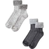 Unlimited Legwear 2li Gri/siyah Kalın Kışlık Bileği Pofuduk Kadın Bot Çorabı - 36 - 40 - Gri - Siyah