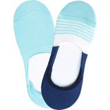Unlimited Legwear 2li Paket Mavi Düz ve Çizgili Babet Çorap - Standart - Mavi - Beyaz - Lacivert