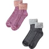Unlimited Legwear 2li Pembe/siyah Kalın Kışlık Bileği Pofuduk Kadın Bot Çorabı - 36 - 40 - Pembe - Siyah