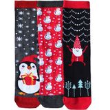 Unlimited Legwear 3lü Yılbaşı Temalı Soket Çorap Seti (Noel Baba, Penguen ve Kardan Adam) - 36 - 40 - Kırmızı