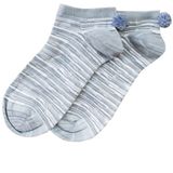 Unlimited Legwear Gri Ponponlu Geçiş Desenli Patik Kadın Çorabı - 36 - 40