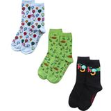 Unlimited Legwear Hayal Gücü Merkezi Derneği Çocukarın Çizimlerinden 3lü Mavi Yeşil Siyah Kadın Soket Çorap Seti - 36 - 40 - Mavi - Yeşil