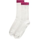 Unlimited Legwear Kalın Kışlık Yün ve Kaşmir Karışımlı Fuşya/krem Bileği Dilimli Kadın Çorabı - 36 - 40 - Krem Rengi