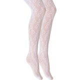 Unlimited Legwear Kız Çocuk Bahar Dalı Desenli Dantel File Çocuk Külotlu Çorap - Beyaz - 1 - 3 Yaş