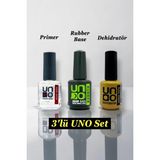 UNO 3'lü Set Protez Tırnak Hazırlık Seti Primer Dehidratör Rubber Base UNO Nail Prep