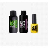 Uno Rubber Base Coat 50 ml , Uno Super Shine Top Coat 50 ml , Nail Prep Dehydrator 15 ml , 3'lü Set