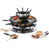 Unold 48726 Raclette Multi 4, 1-1300 Watt'ta, 8 Kişiye Kadar, Yapışmaz Kaplama, Raclette, Fondü, Sıcak Taş ve Izgara, Kapasite Yakl. 700 Mi - Siyah