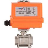 Unox 220 V Ac Elektrikli Aktüatörlü Dişli Küresel Vana 3 Parçalı - DN20