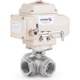 Unox - 24 V Dc Elektrikli Aktüatörlü Dişli Küresel Vana 3 Parçalı - DN50