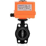 Unox 24V DC Elektrik Aktüatörlü U-Pvc Kelebek Vana Su İçin - Siyah - 63 mm