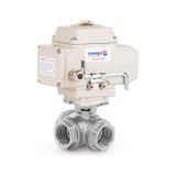 Unox Dn15-1/2" 220 V Ac Elektrikli Aktüatörlü Dişli Küresel Vana 3 Yollu L Port