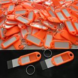 Ünsa Anahtar 100X Anahtarlık Plastik Etiket Kimlik Isimlik Isim Yazı Yazmalık Halkalı Anahtarlık Fosfor Turuncu - Floresan Turuncu