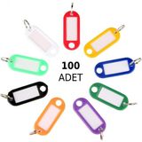 Ünsa Anahtar 100X Anahtarlık Plastik Etiket Kimlik Isimlik Isim Yazı Yazmalık Yazılabilen (Karışık Renk) - Çok Renkli