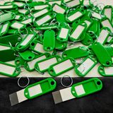 Ünsa Anahtar 100X Anahtarlık Plastik Etiket Kimlik Pvc Li Isimlik Isim Yazı Yazmalık Halkalı Anahtarlık - Koyu Yeşil