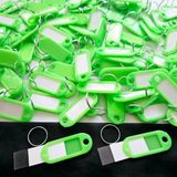 Ünsa Anahtar 100X Anahtarlık Plastik Etiket Kimlik Pvc Li Isimlik Isim Yazı Yazmalık Yazılabilen Halkalı Anahtarlık - Açık Yeşil