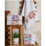 Ünsal Buldan Çiçekli Kadife Mutfak Havlusu 30X50 cm Pamuk 6'lı Set Beyaz Renk